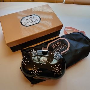 EUC Mary Norton Rhinestone Hard Shell Clutch